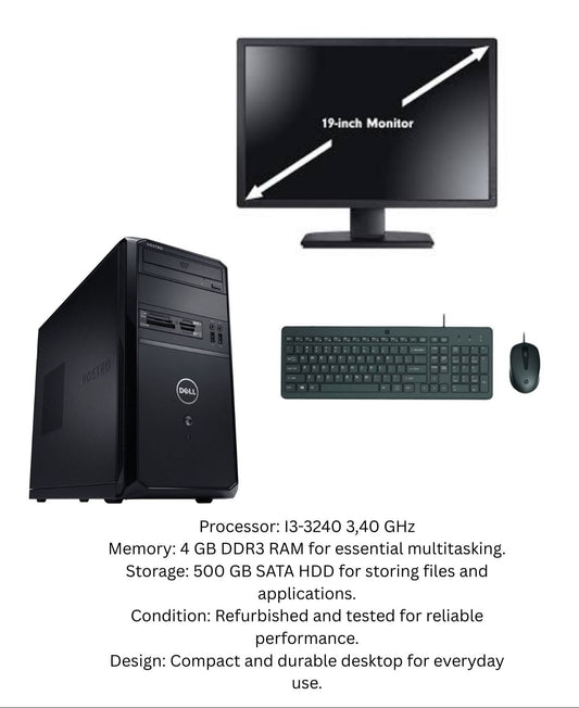 Dell Vostro 270 Tower Desktop Computer Bundle -  I3-3240, 4GB DDR3, 500GB SATA HDD