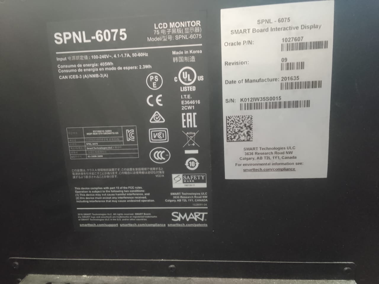 SMART Board SPNL-6075 75 Inch 4K Ultra HD LED Interactive Display (USED)-Special!!