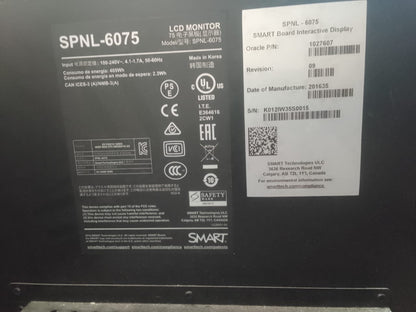 SMART Board SPNL-6075 75 Inch 4K Ultra HD LED Interactive Display (USED)-Special!!